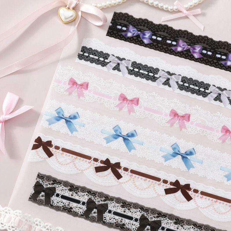 コラージュ 素材 マスキングテープ マステ リボン レース ピンク 黒