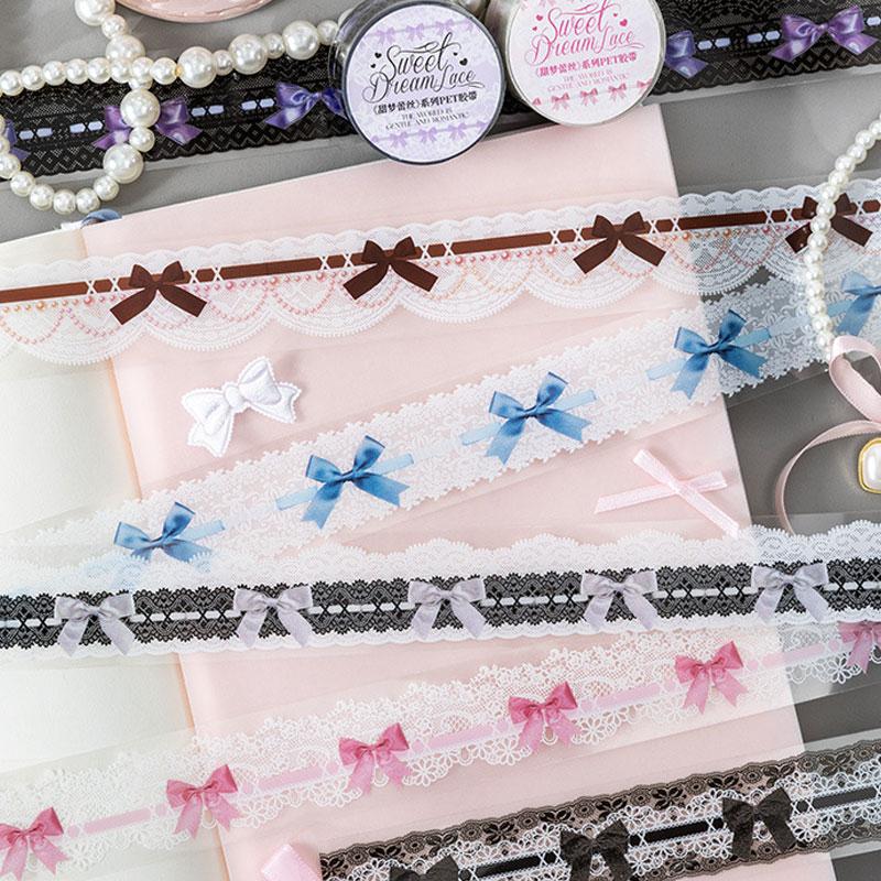 コラージュ 素材 マスキングテープ マステ リボン レース ピンク 黒