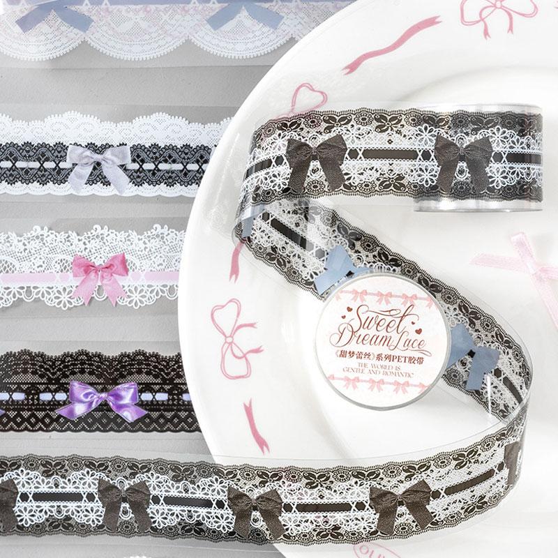 コラージュ 素材 マスキングテープ マステ リボン レース ピンク 黒