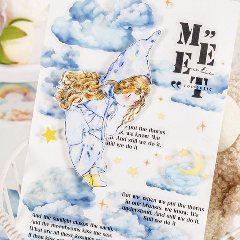 コラージュ 素材 ロールシール 雲 空 虹 月 星 雨雲 入道雲 天気