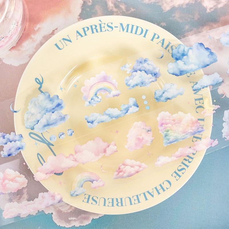 コラージュ 素材 ロールシール 雲 空 虹 月 星 雨雲 入道雲 天気