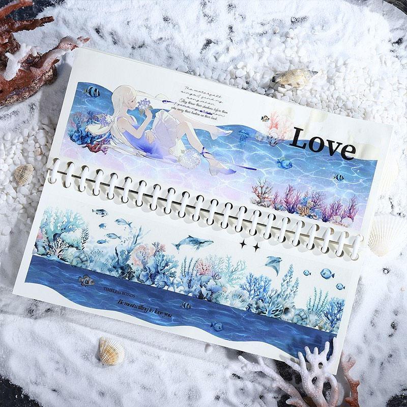 コラージュ 素材 マスキングテープ マステ 海中 魚 珊瑚 海 水中 砂浜