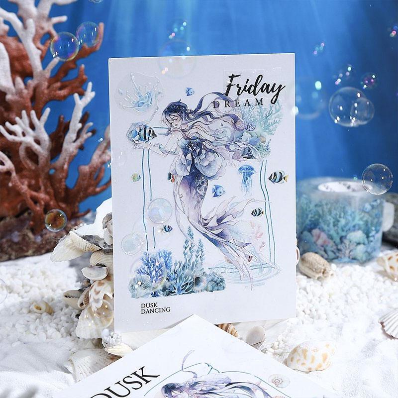 コラージュ 素材 マスキングテープ マステ 海中 魚 珊瑚 海 水中 砂浜