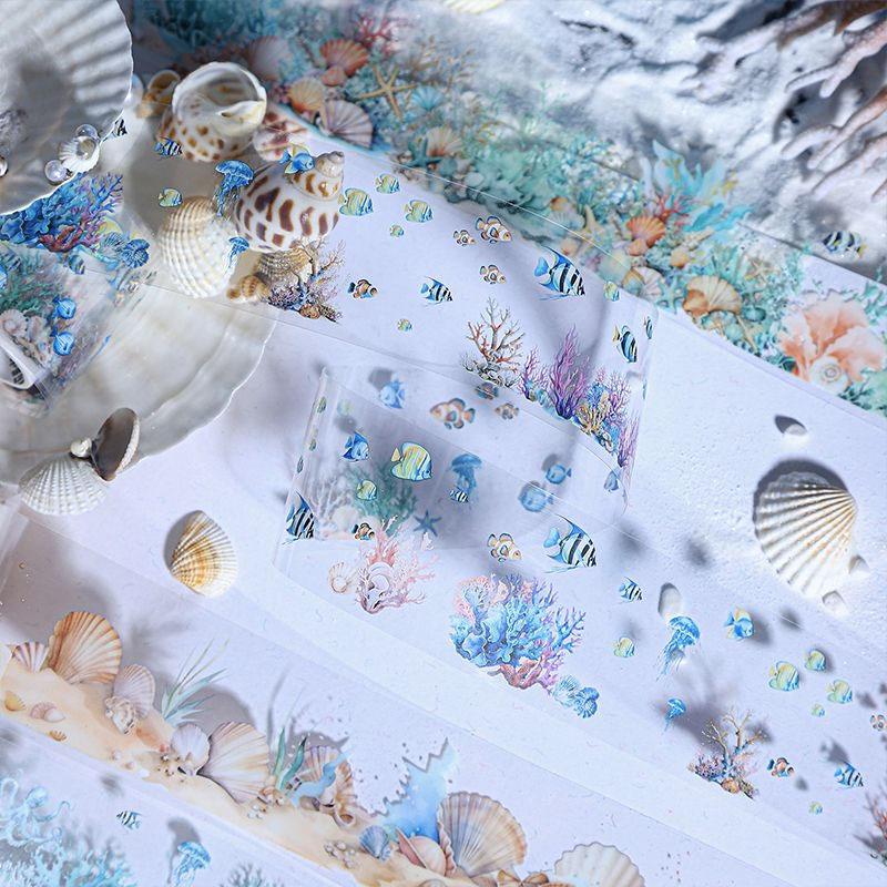 コラージュ 素材 マスキングテープ マステ 海中 魚 珊瑚 海 水中 砂浜