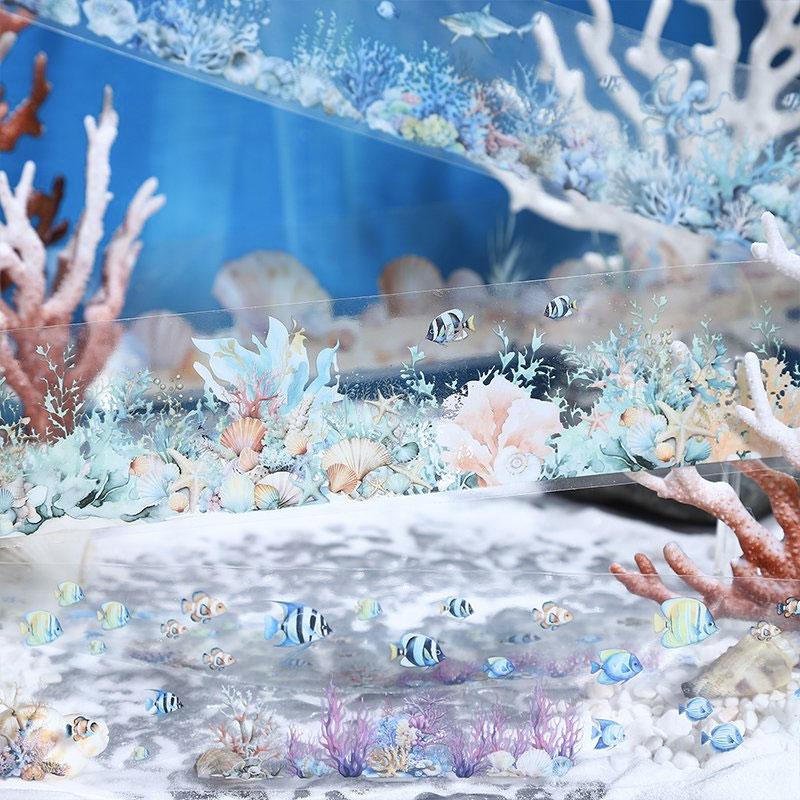 コラージュ 素材 マスキングテープ マステ 海中 魚 珊瑚 海 水中 砂浜