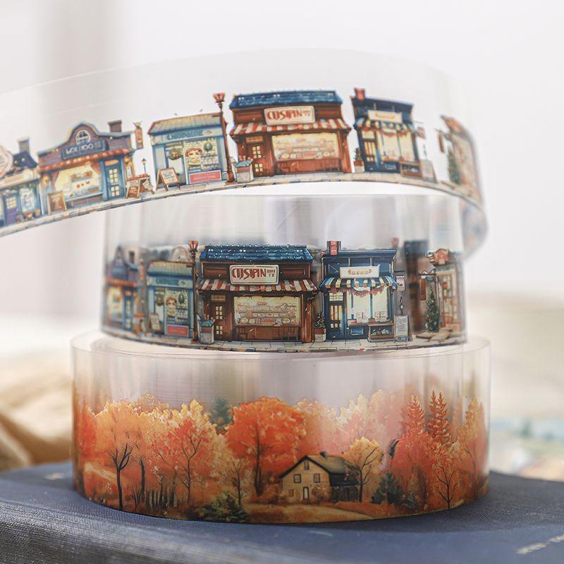 海外マスキングテープ　背景・風景セット コラージュ 素材 マスキングテープ マステ 風景 背景 景色 桜