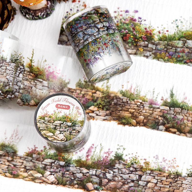 コラージュ 素材 マスキングテープ マステ 石垣 石積 壁 レンガ 塀