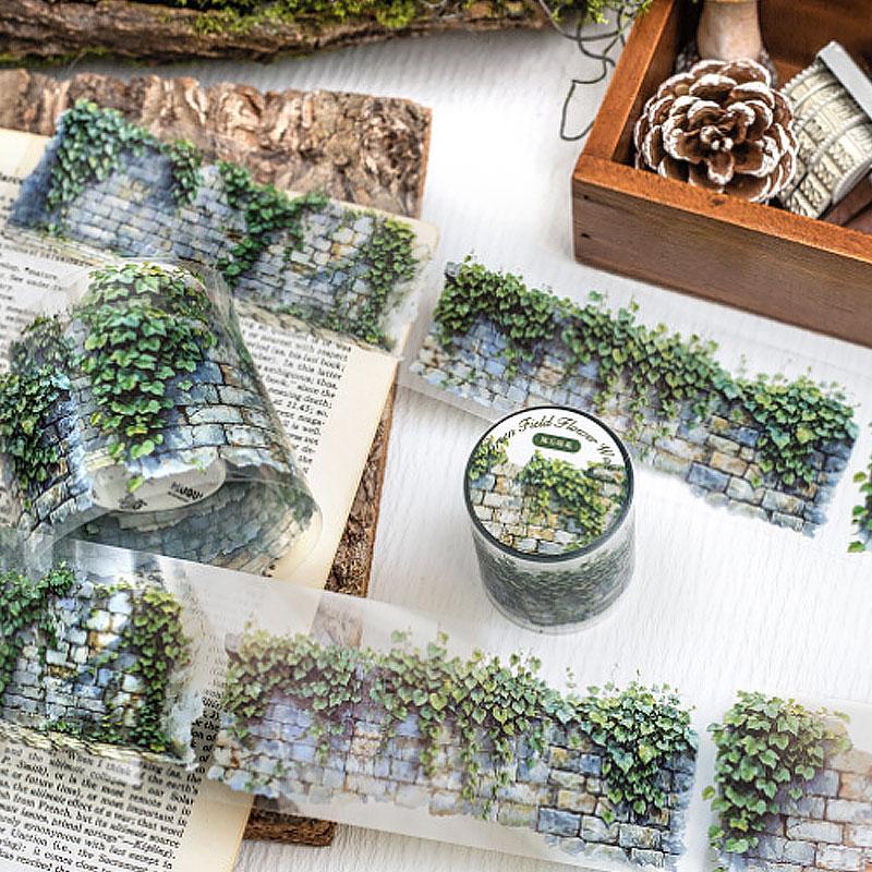 コラージュ 素材 マスキングテープ マステ 石垣 石積 壁 レンガ 塀