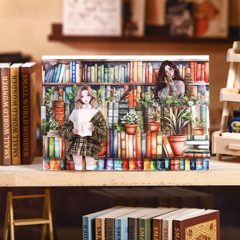 コラージュ 素材 マスキングテープ マステ 装飾 本棚 本 蔵書 図書館