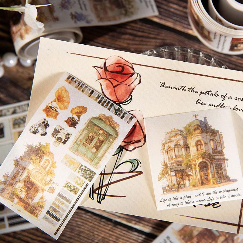 コラージュ 素材 マスキングテープ マステ 建物 風景 街並 ショップ お