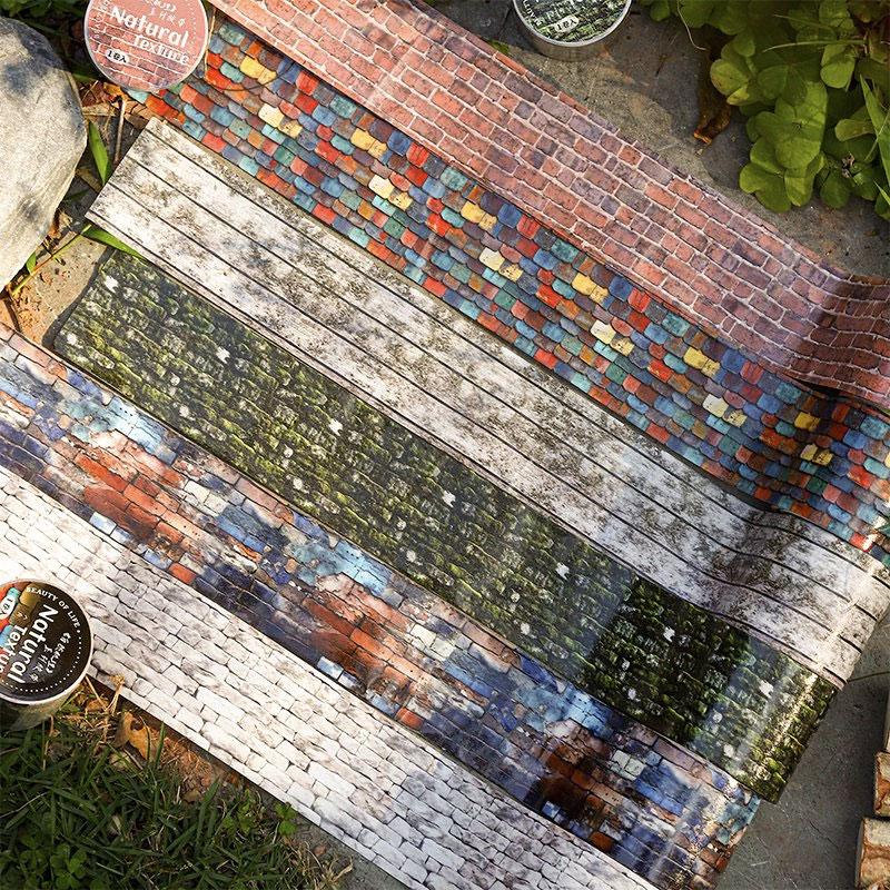 MT698 テクスチャ レンガ 石積 石垣 瓦屋根 木目 壁板 マステ ロール