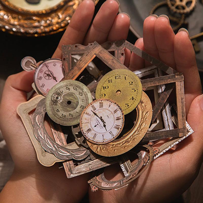 コラージュ 素材 デザイン ペーパー 額縁 鍵 ジャンクジャーナル