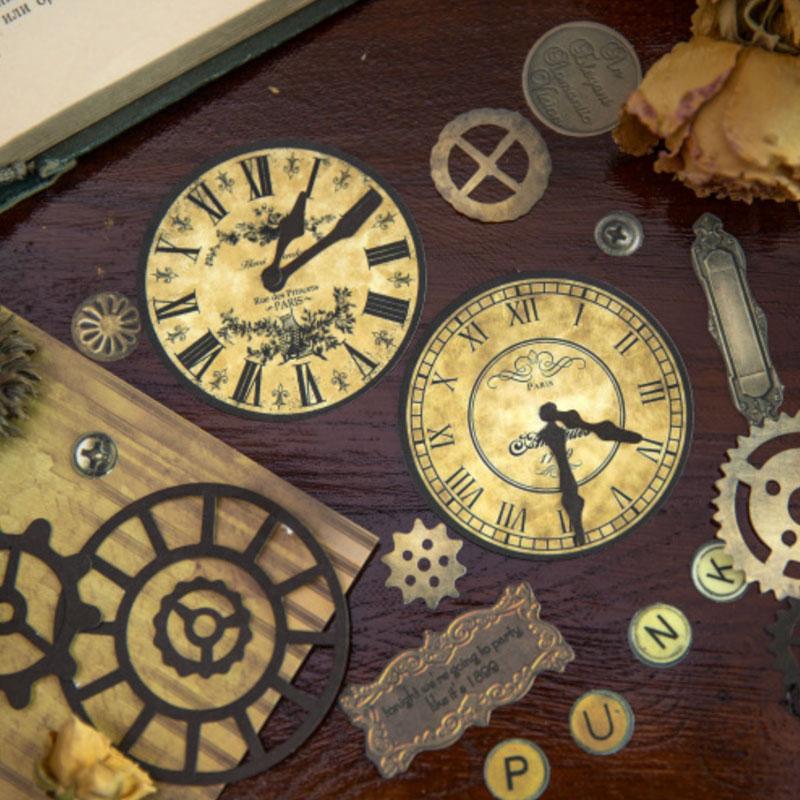 コラージュ 素材 デザイン ペーパー 時計 歯車 スチームパンク