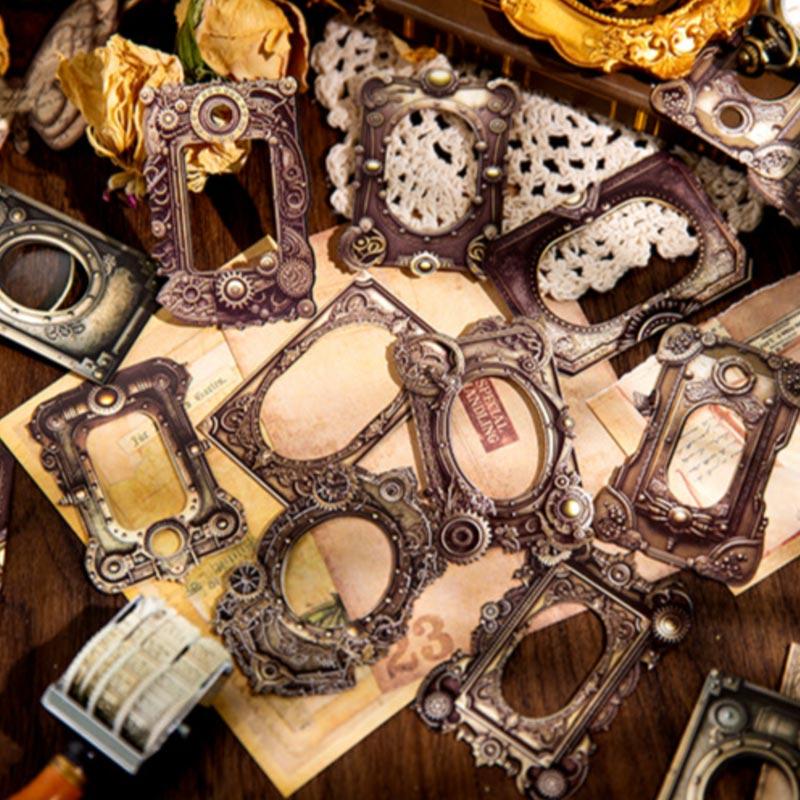 コラージュ 素材 デザイン ペーパー 歯車 スチームパンク フレーム