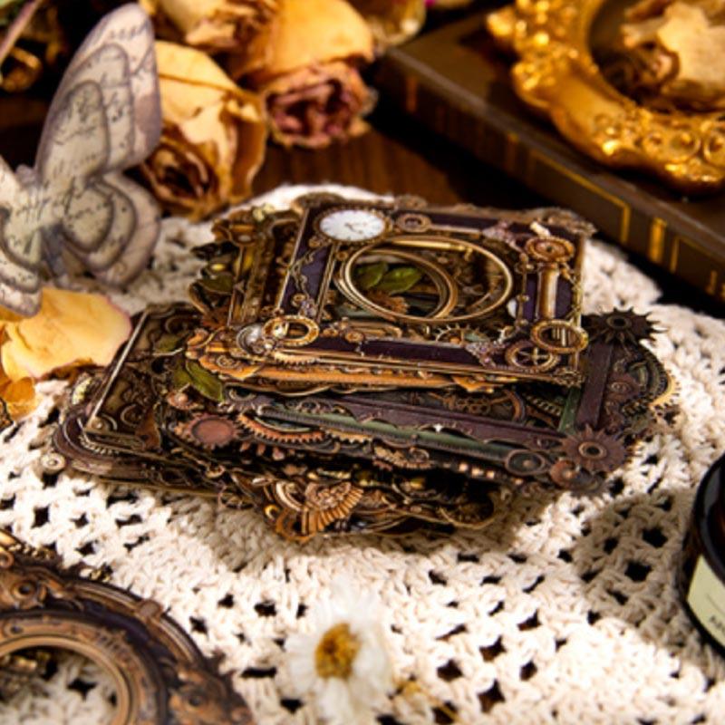 テクスチャーアート スチームパンクアート 額縁 立体画 原画一点もの #2 コラージュ 素材 デザイン ペーパー 歯車 スチームパンク フレーム