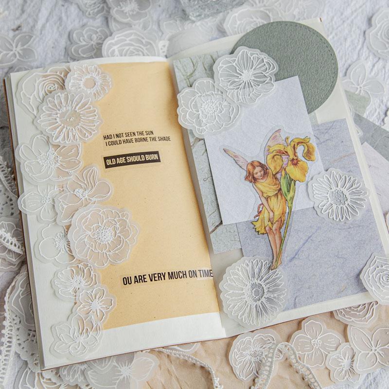 コラージュ 素材 デザイン ペーパー 花 硫酸紙 立体的 ジャンク