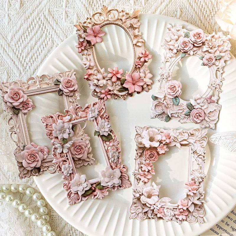 コラージュ 素材 デザイン ペーパー 額縁 額 フレーム 花 装飾