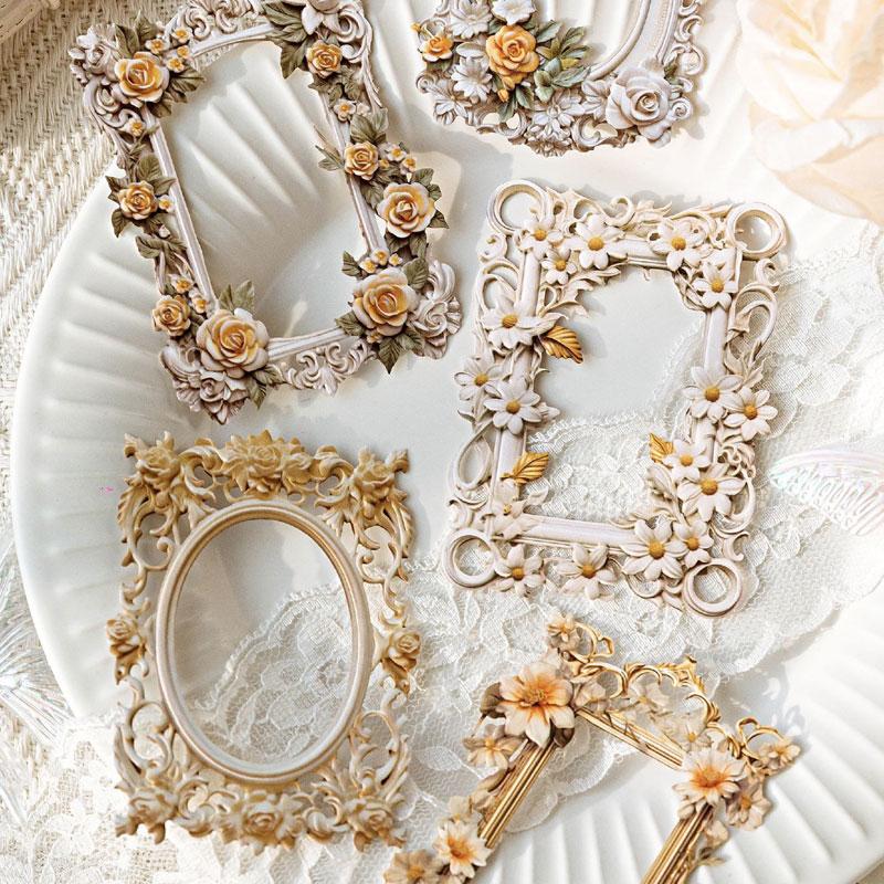 コラージュ 素材 デザイン ペーパー 額縁 額 フレーム 花 装飾