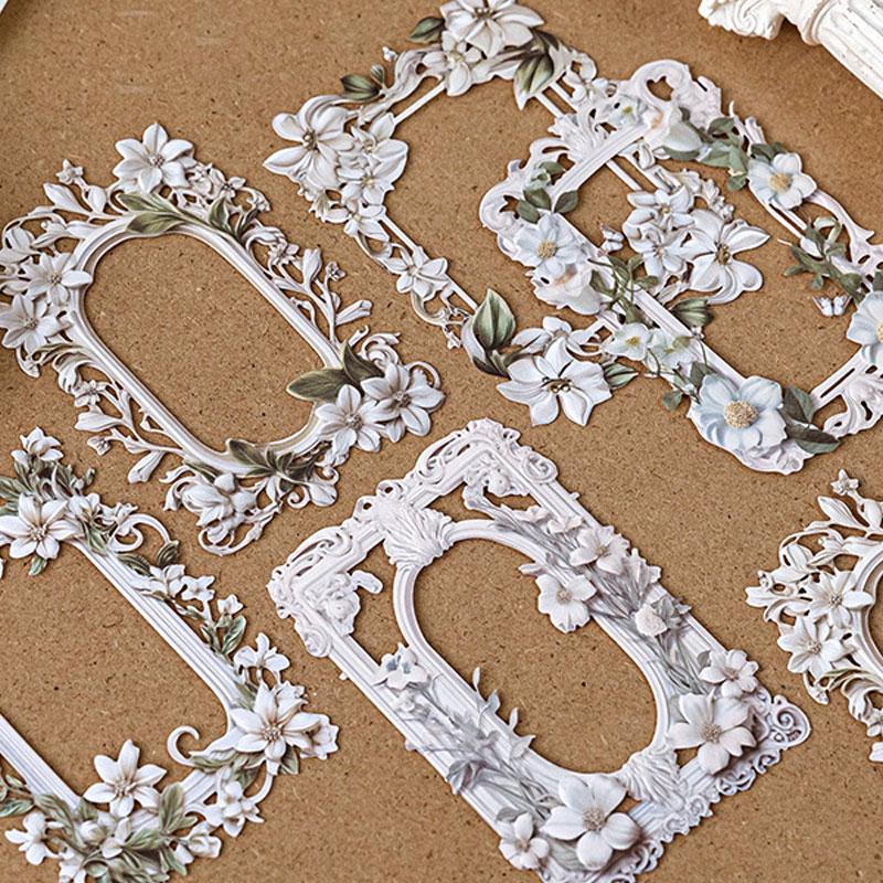 コラージュ 素材 デザイン ペーパー 額縁 額 フレーム 花 装飾