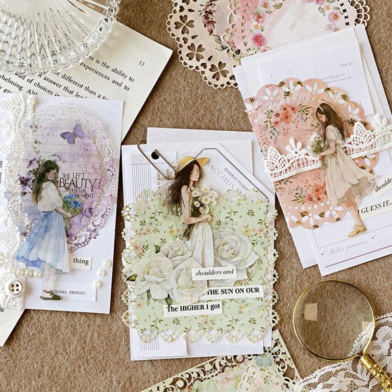 コラージュ 素材 レースペーパー デザイン ペーパー 切り絵 花柄 バラ