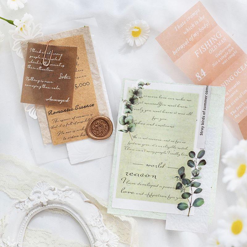 コラージュ 素材 デザイン ペーパー 手紙 英文 文学 フレーズ 硫酸紙