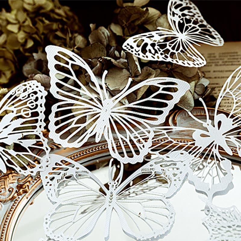 NS859 レースペーパー 切り絵 レース紙 蝶 植物 門 コラージュ 素材 紙