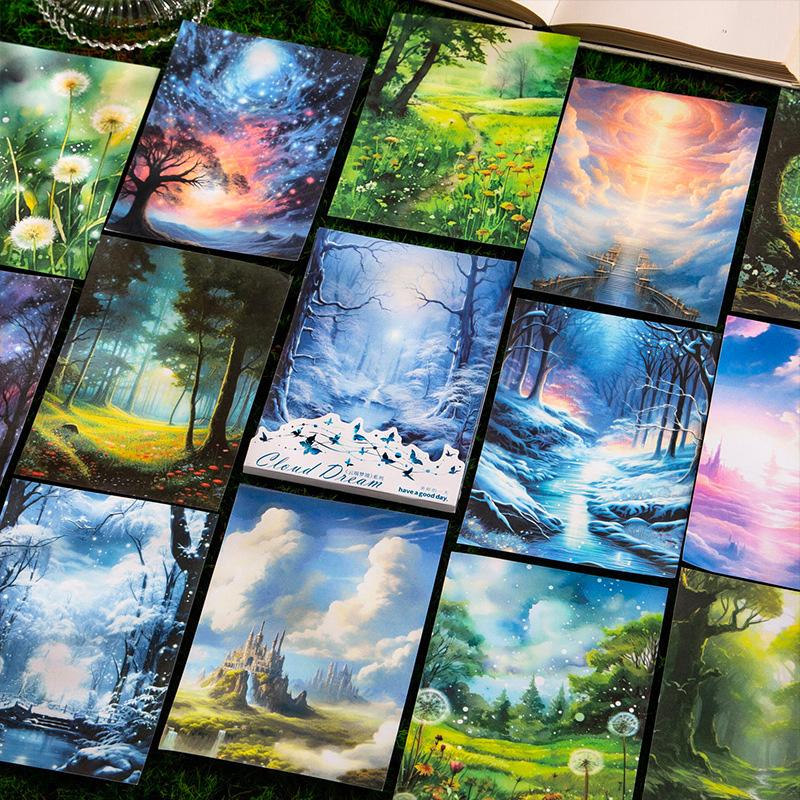 コラージュ 素材 デザイン ペーパー 幻想的 背景 風景 ジャンク