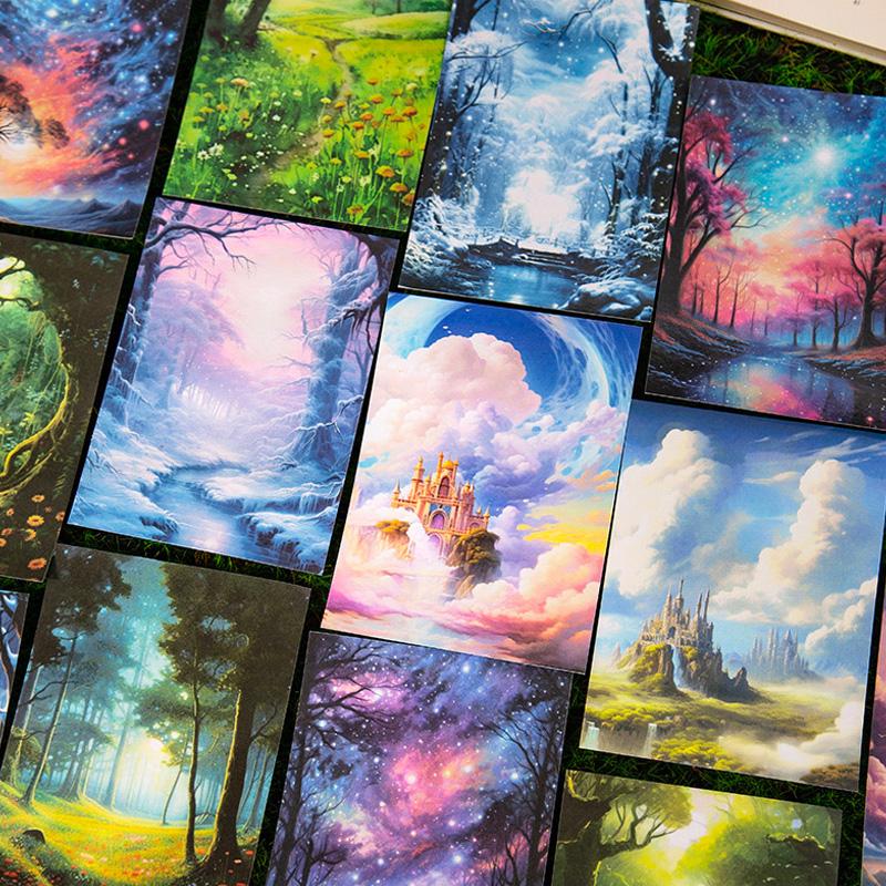 コラージュ 素材 デザイン ペーパー 幻想的 背景 風景 ジャンク