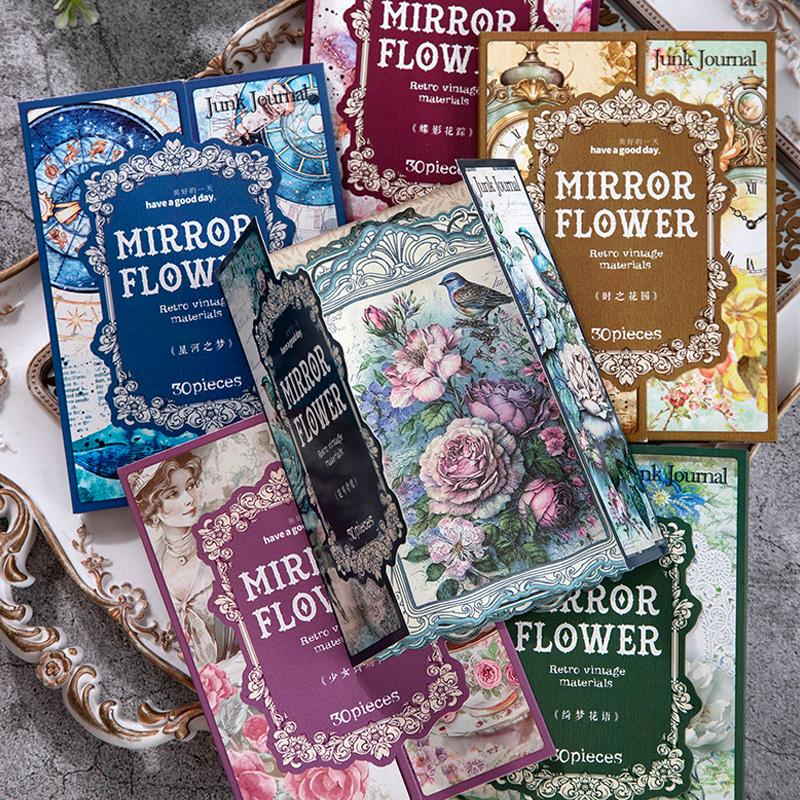 コラージュ 素材 デザイン ペーパー ミラー 額縁 鏡 フレーム ジャンク