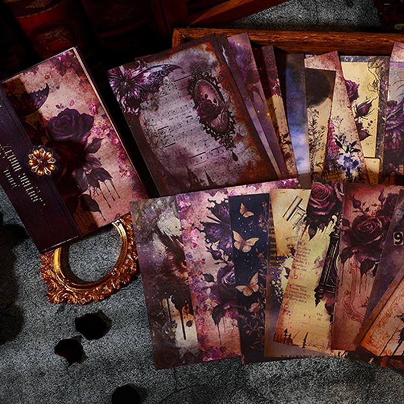 コラージュ 素材 デザイン ペーパー 薔薇 ローズ ダーク