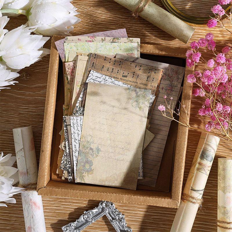 コラージュ 素材 デザイン ペーパー 英字 楽譜 手紙 ジャンク