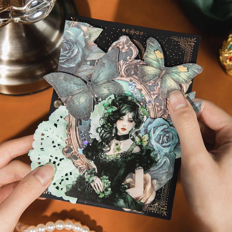 ナチュラルアンティークなジャンクジャーナル　ファブリック　フランス　花や自然　蝶 ナチュラルアンティークなジャンクジャーナル ファブリック