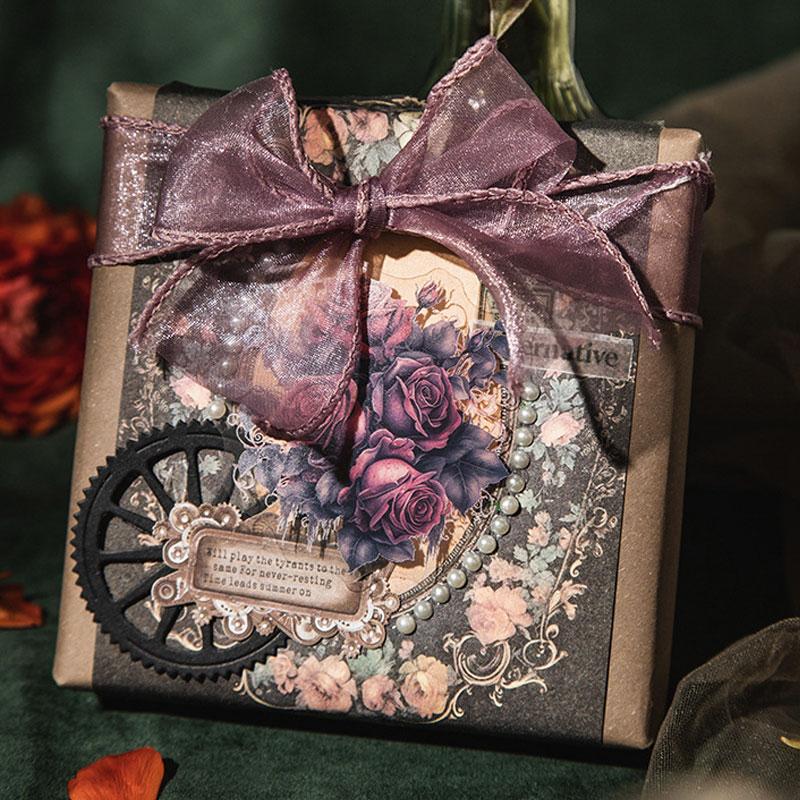 コラージュ 素材 デザイン ペーパー 花 フレーム 額 キノコ 薔薇