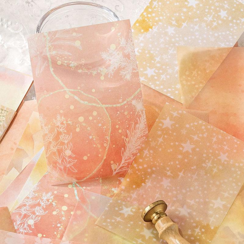 コラージュ 素材 デザイン ペーパー 硫酸紙 インク 滲み ぼかし