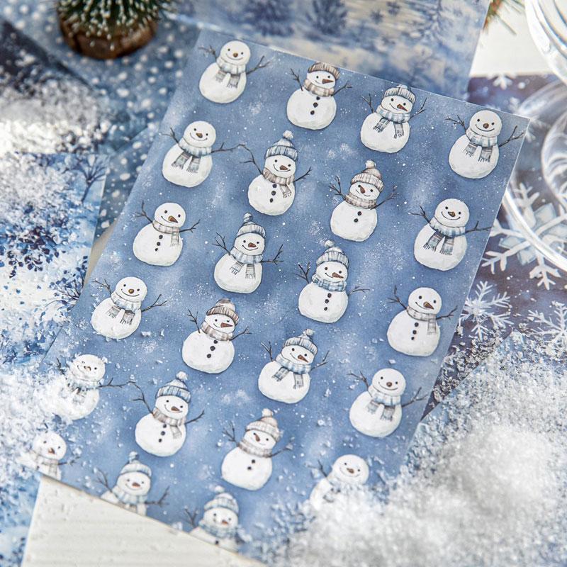 PA788 冬モチーフ パターン柄 雪の結晶 雪だるま コラージュ 素材 紙物