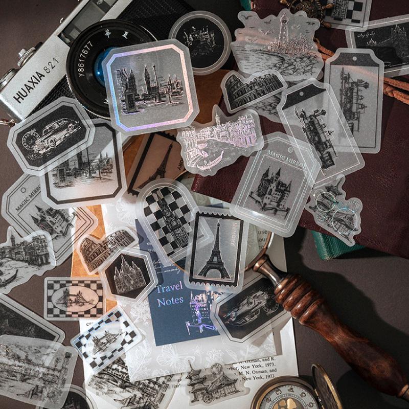 海外雑貨 ジャンクジャーナル 素材 メモ シール 文具 まとめ売り ▽△SALE▽△P169コラージュ素材】海外紙モノ 平袋 ポケット