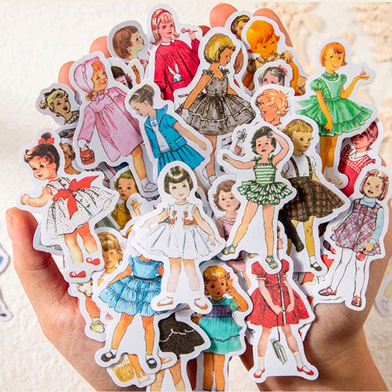 コラージュ 素材 シール 人物 女の子 ジャンクジャーナル アンティーク