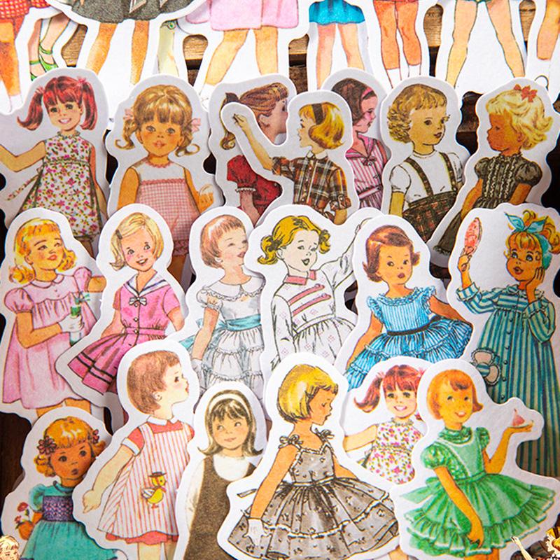 コラージュ 素材 シール 人物 女の子 ジャンクジャーナル アンティーク