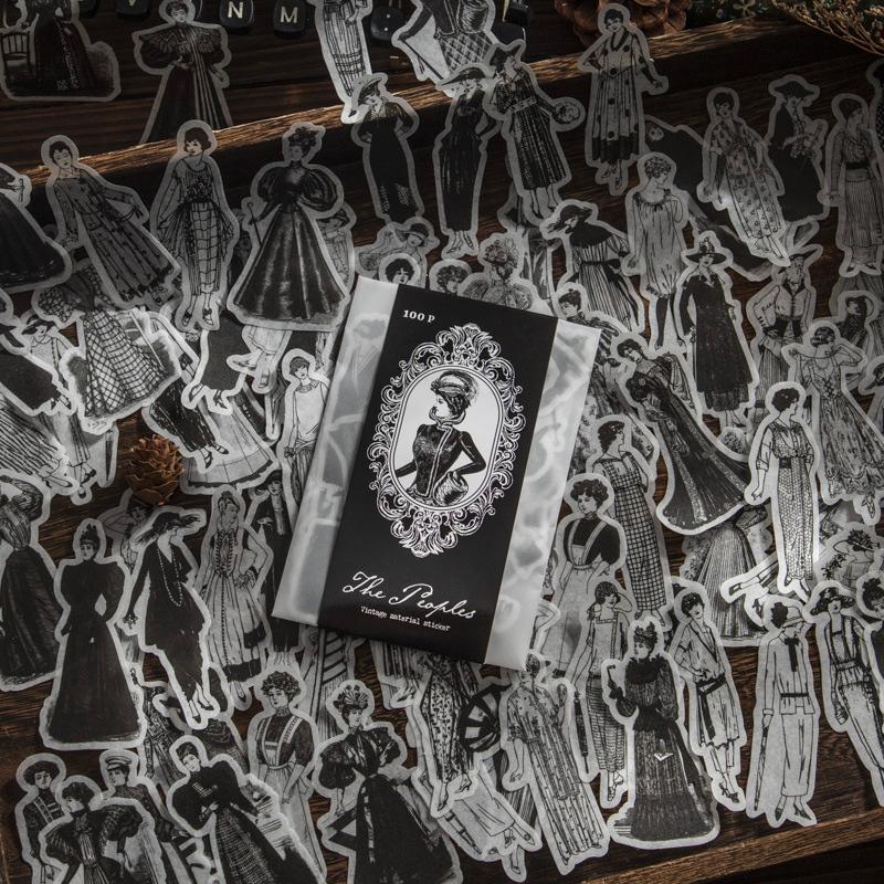 コラージュ 素材 シール 人物 女性 女の子 ジャンクジャーナル