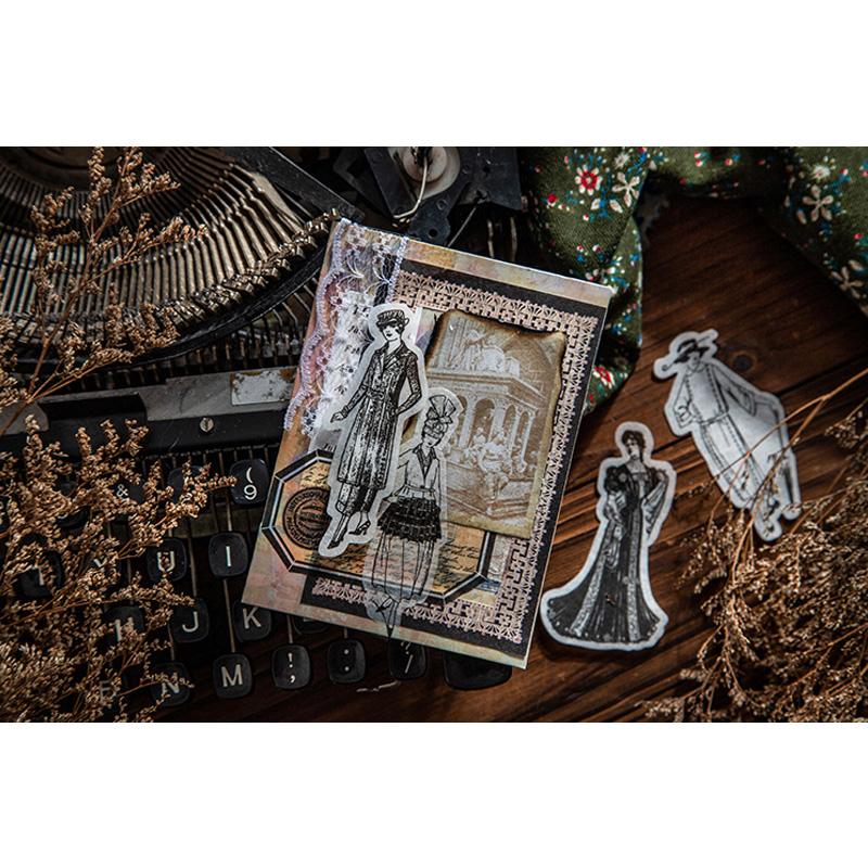 コラージュ 素材 シール 人物 女性 女の子 ジャンクジャーナル