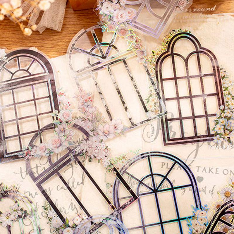 コラージュ 素材 シール 窓 窓枠 ウインドウ フレーム ジャンク