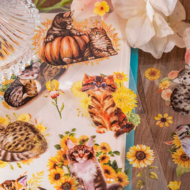 コラージュ 素材 シール 猫 ねこ ネコ ジャンクジャーナル