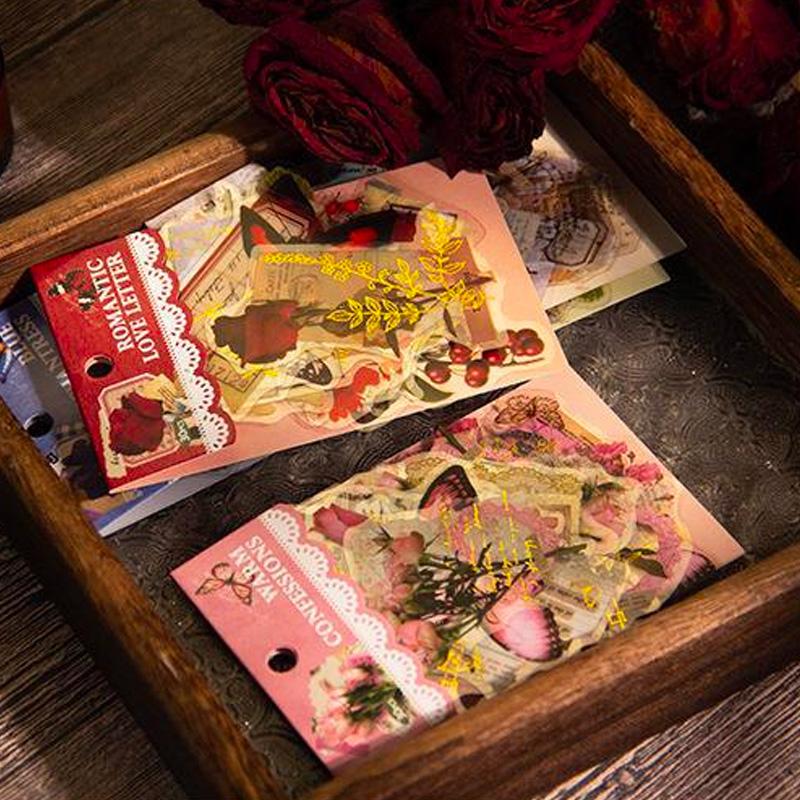 コラージュ 素材 シール 花 フラワー 蝶々 バタフライ 蝶 ジャンク