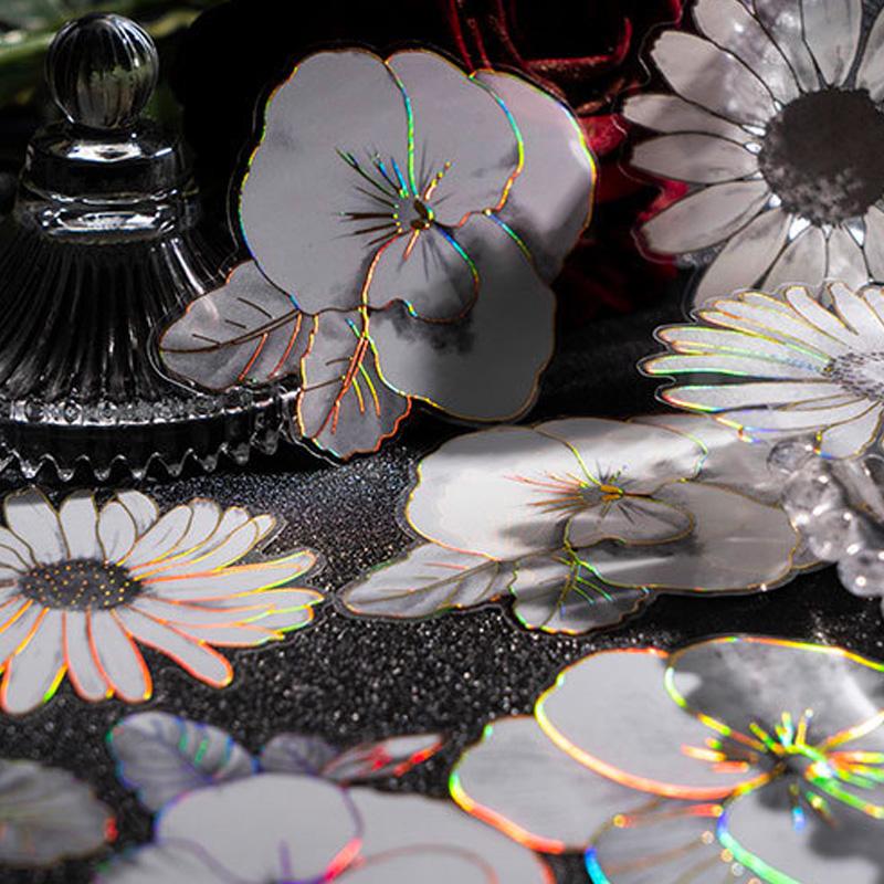 コラージュ 素材 シール 花 フラワー モノトーン ジャンクジャーナル