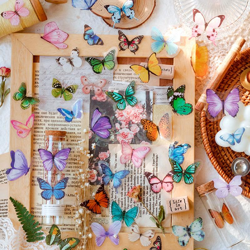 コラージュ 素材 シール 蝶々 バタフライ 蝶 ジャンクジャーナル