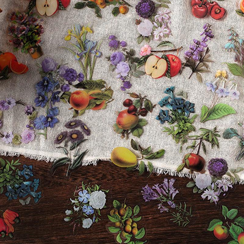 コラージュ 素材 シール 動物 月 惑星 果物 ジャンクジャーナル