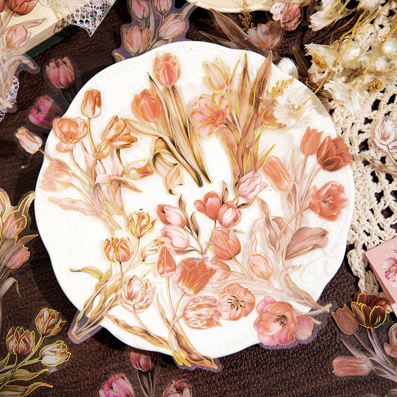 コラージュ 素材 シール 花 フラワー ジャンクジャーナル アンティーク