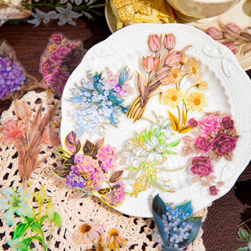 コラージュ 素材 シール 花 フラワー ジャンクジャーナル アンティーク