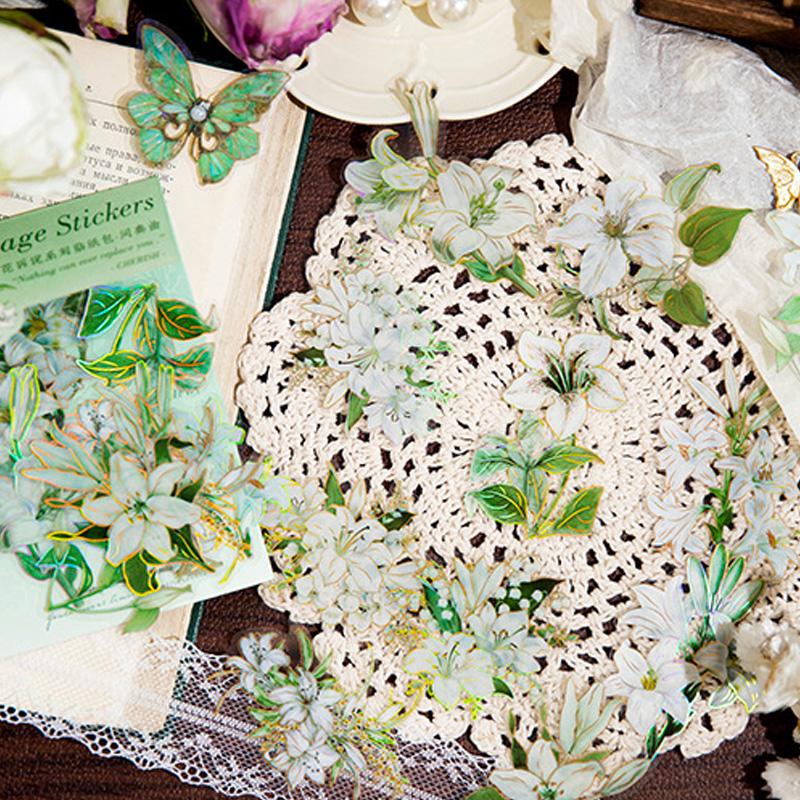 コラージュ 素材 シール 花 フラワー ジャンクジャーナル アンティーク