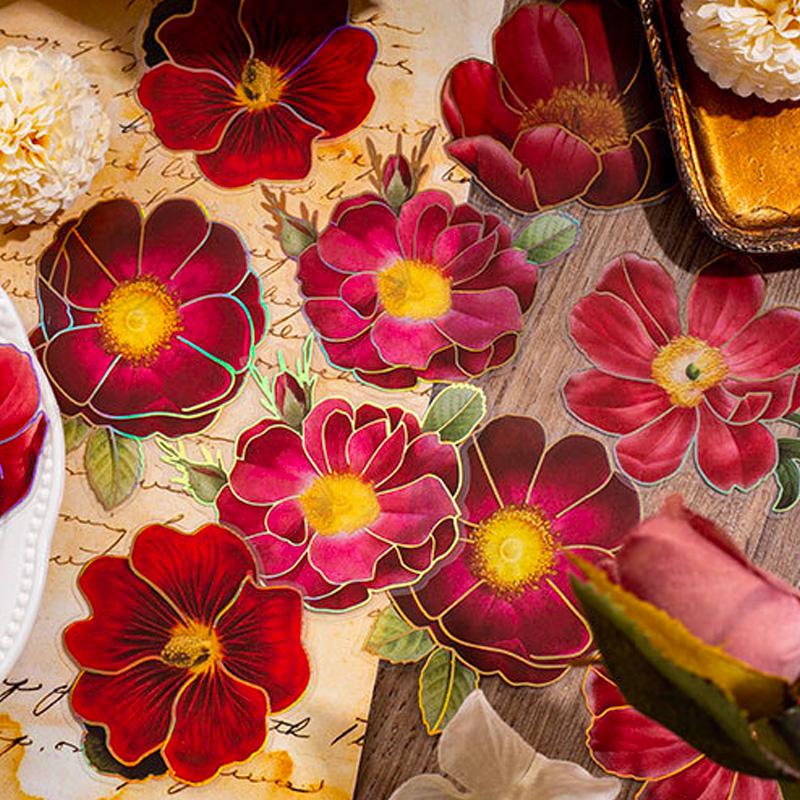 コラージュ 素材 シール 花 フラワー 薔薇 ローズ ジャンクジャーナル